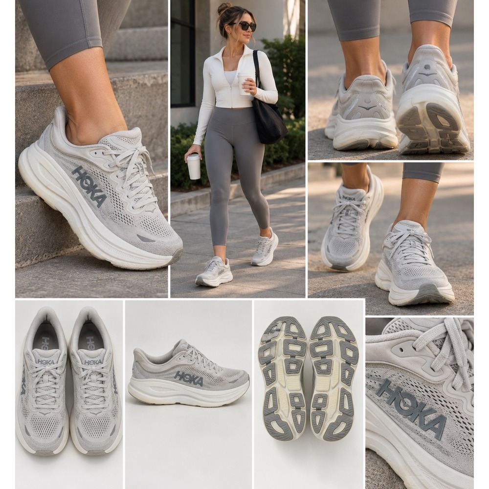 Hoka One One Bondi 8 Harbor Mist Gray Running Shoes Womens 8.5 B 1127952